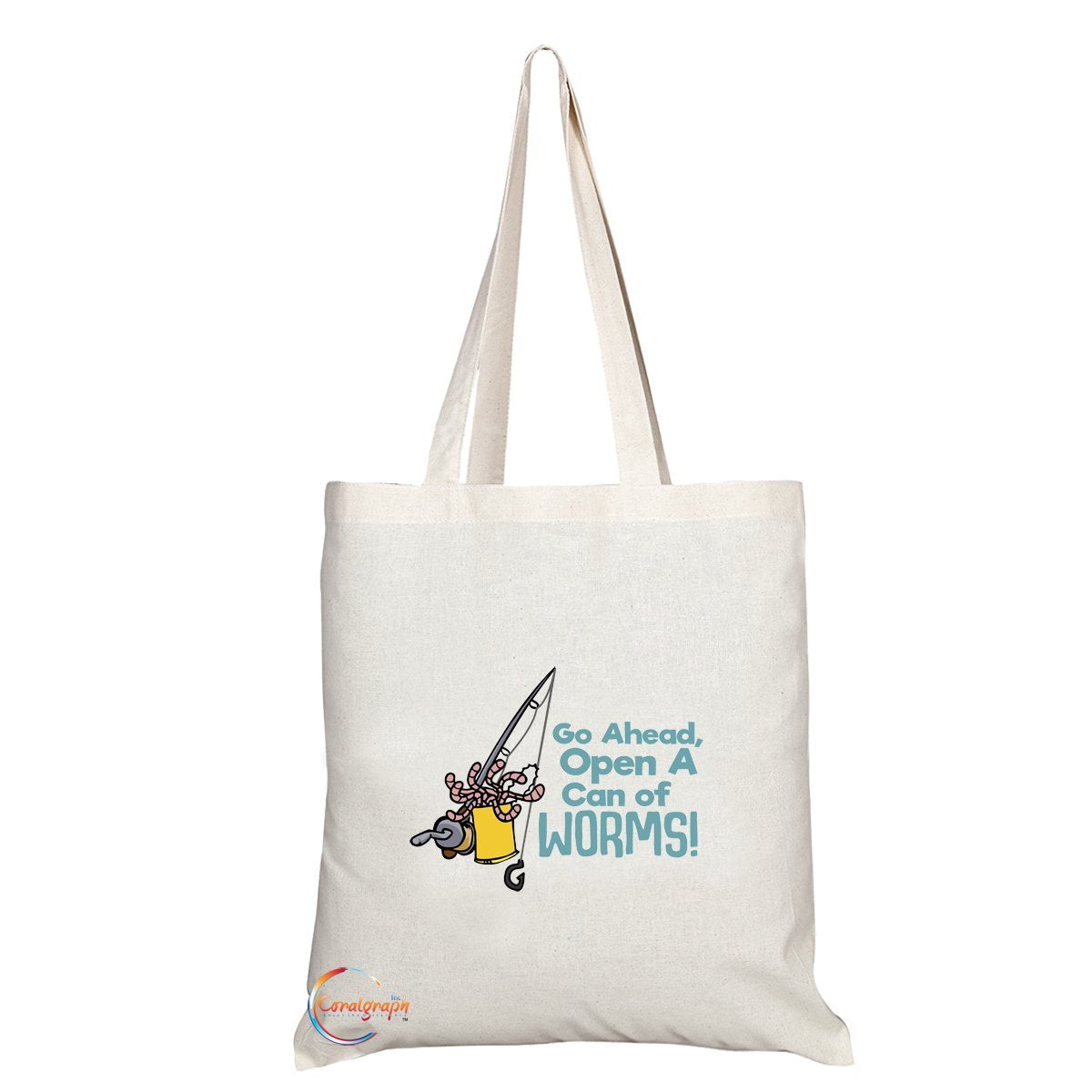 TB195 Go Ahead, Open A Can of Worms! Novelty Present Gift Printed Eco-Friendly Stylish Long Handled Tote Shoulder Bag