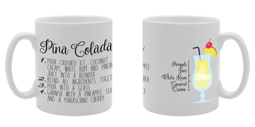 Pina Colada Drink Recipe Cocktail Bar   Printed Ceramic Tea Coffee  Mg076 - Funny Printed Coffee Mug - Great Gift Idea