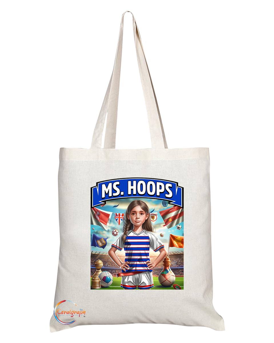 TB1640 Ms Hoops Footie Fan Lady Girl Tote Bag - Eco-Friendly, Stylish, Long Handled, Perfect Novelty Gift by