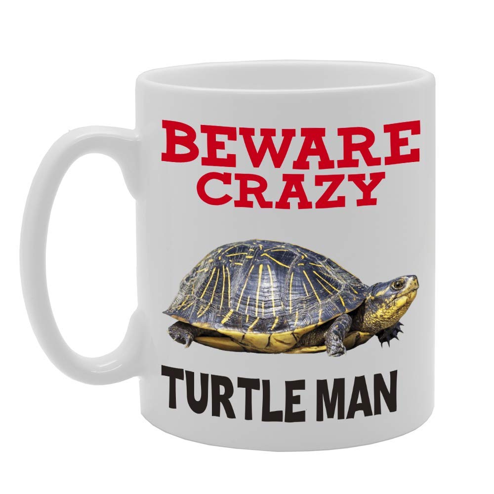 Beware Crazy Turtle Man   Printed Tea Coffee Ceramic  Mg4413 - Funny Printed Coffee Mug - Great Gift Idea