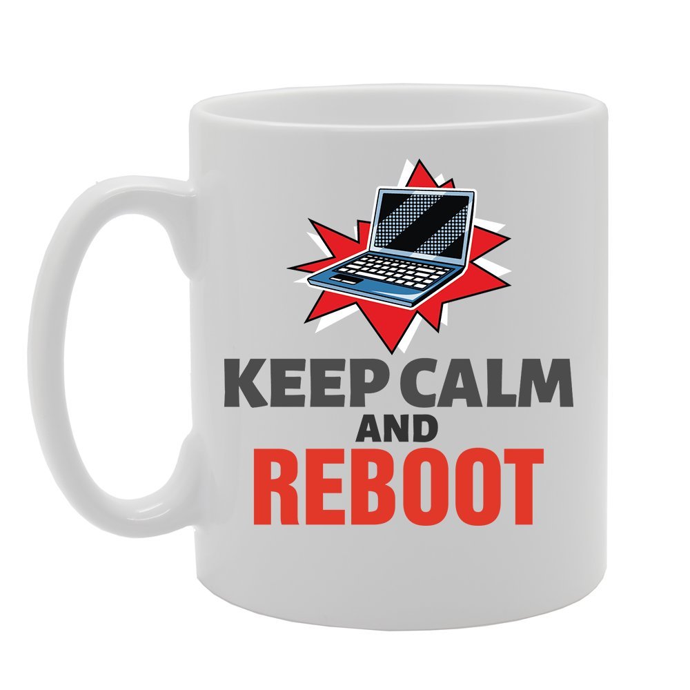 Geeky - Keep Calm And Reboot   Printed Tea Coffee Ceramic  Mg3862 - Funny Printed Coffee Mug - Great Gift Idea