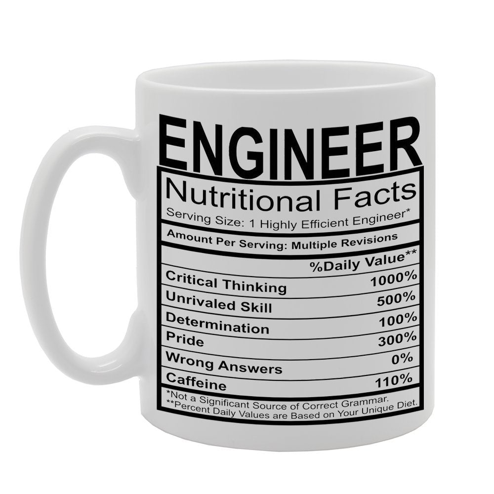 Engineer Nutritional Facts/Funny   Printed Tea Coffee Ceramic  Mg418 - Funny Printed Coffee Mug - Great Gift Idea