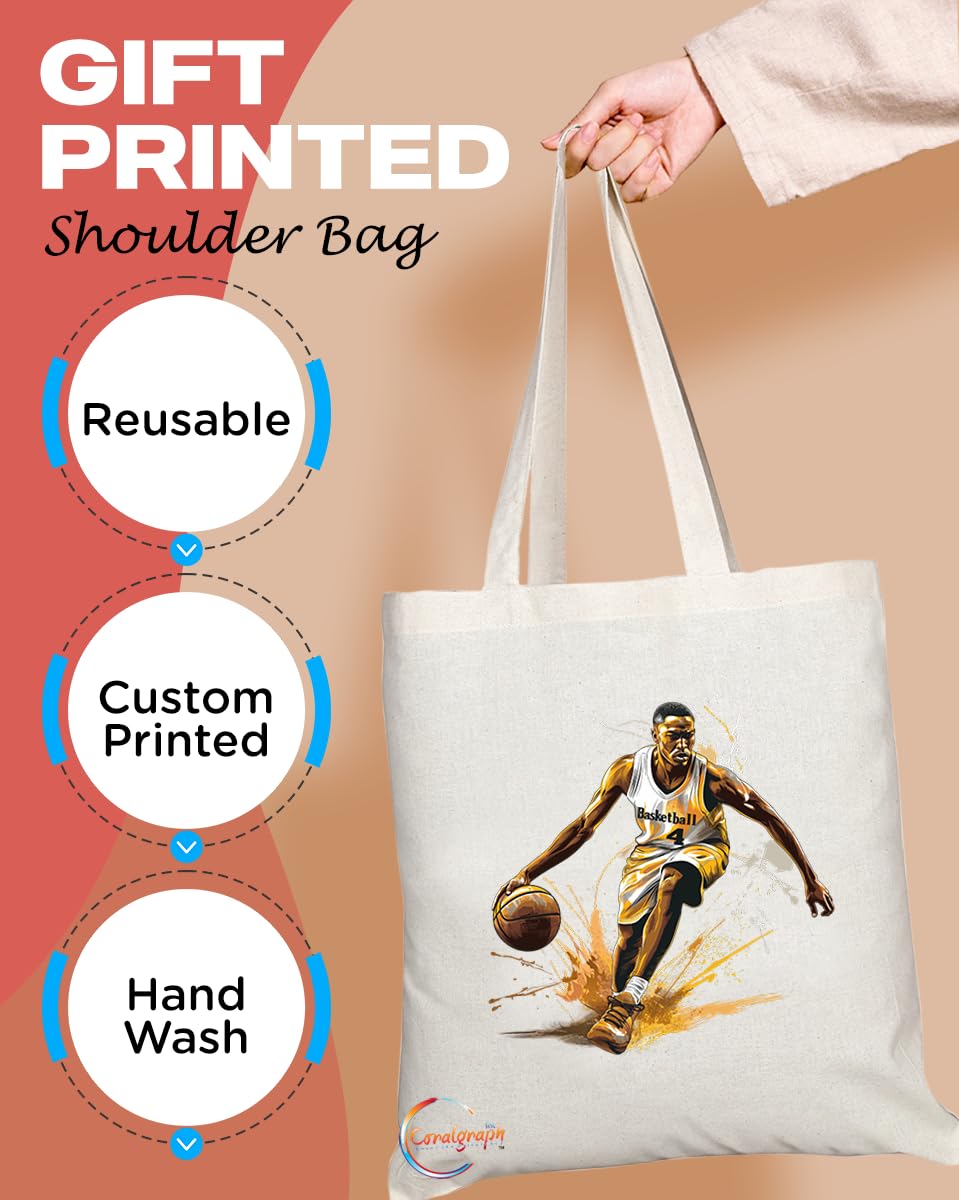 TB1736 Mr Basketball Tote Bag - Great for Basketball Players, Fans, Sports Enthusiasts - Sustainable, Stylish, Long Handled, Durable and Reusable