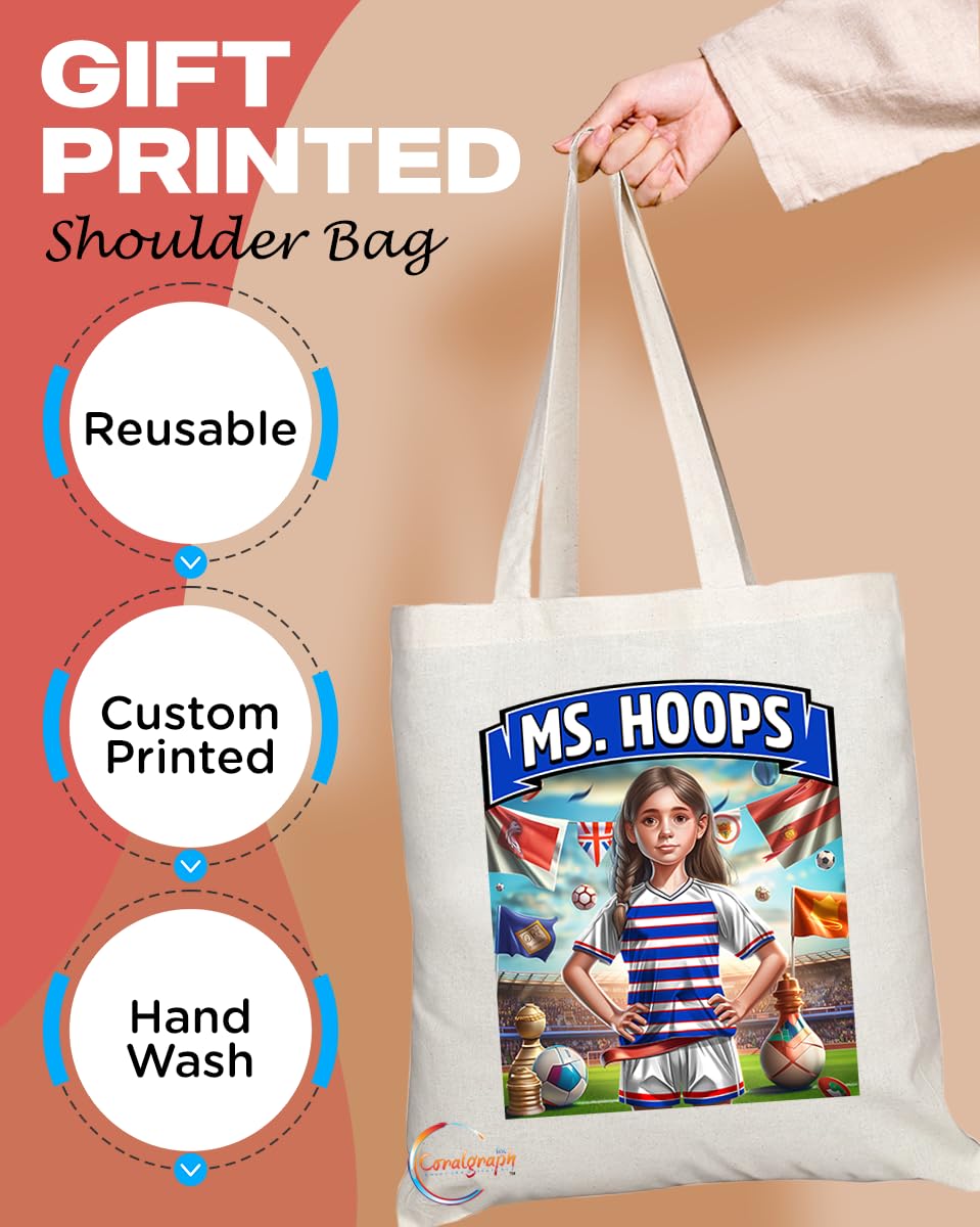 TB1640 Ms Hoops Footie Fan Lady Girl Tote Bag - Eco-Friendly, Stylish, Long Handled, Perfect Novelty Gift by