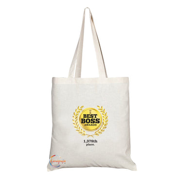 TB067 BEST BOSS AWARDS 1,378TH PLACE Novelty Present Gift Printed Eco-Friendly Stylish Long Handled Tote Shoulder Bag