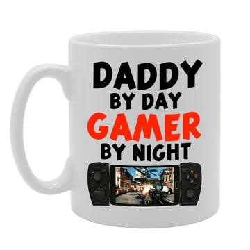 Daddy By Day Gamer By Night/Gamer'S    Printed Tea Coffee Ceramic  Mg218 - Funny Printed Coffee Mug - Great Gift Idea