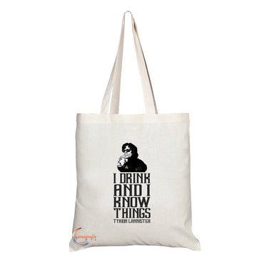 TB188 I DRINK AND I KNOW THINGS Novelty Present Gift Printed Eco-Friendly Stylish Long Handled Tote Shoulder Bag