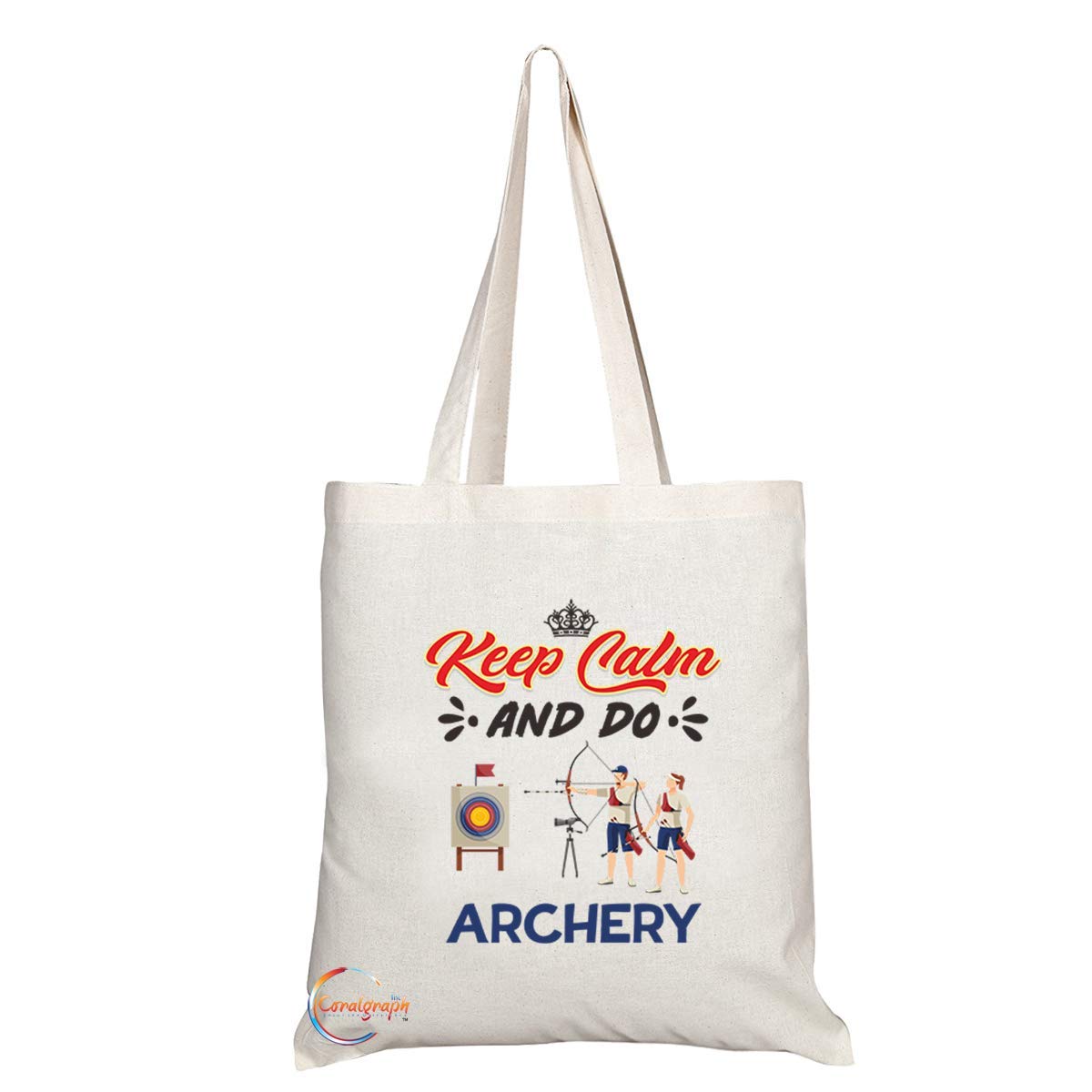 TB1070 Keep Calm and Do Archery Novelty Present Gift Printed Eco-Friendly Stylish Long Handled Tote Shoulder Bag