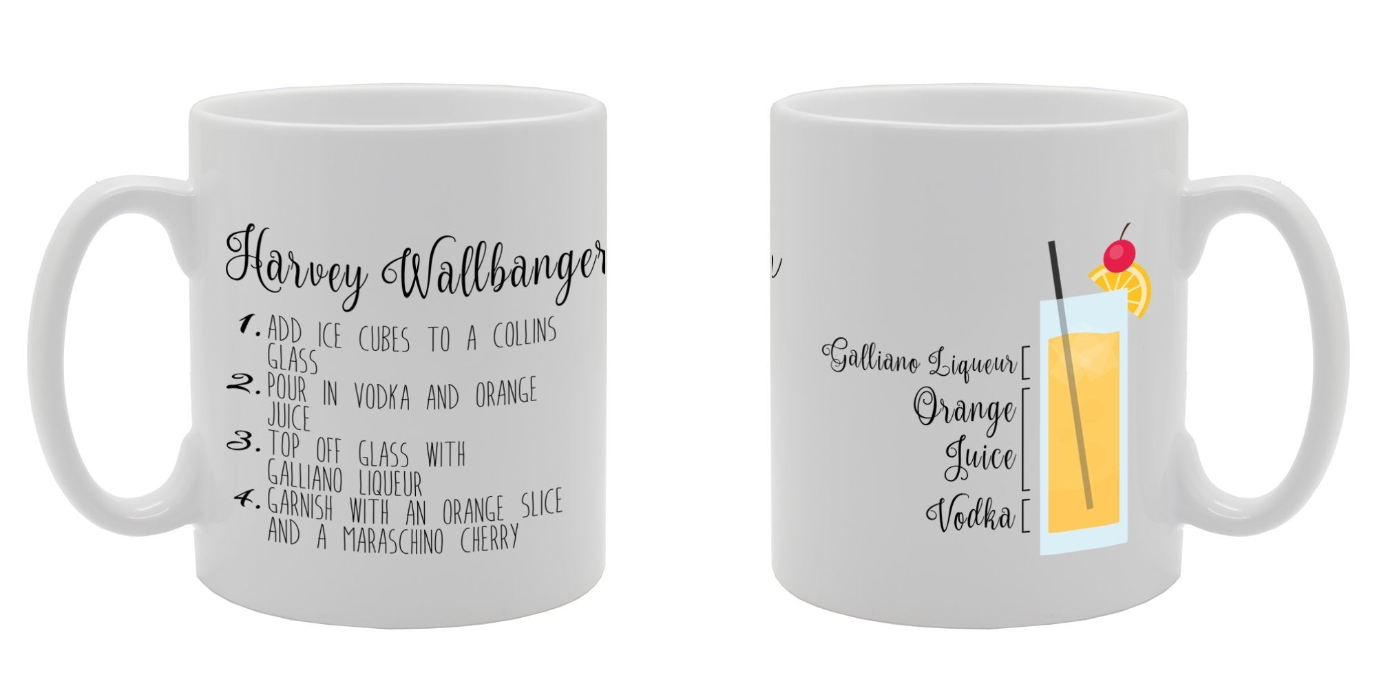 Harvey Wallbanger Recipe Drink Cocktail Bar    Printed Ceramic Tea Coffee  Mg035 - Funny Printed Coffee Mug - Great Gift Idea