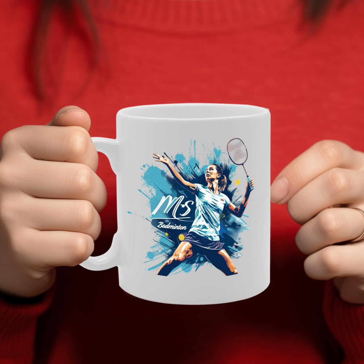 Ms Badminton  - Ideal For Badminton Players And Sports Enthusiasts, 11Oz Ceramic Coffee  For Shuttlecock Lovers And Court Fans Mg5957 - Funny Printed Coffee Mug - Great Gift Idea