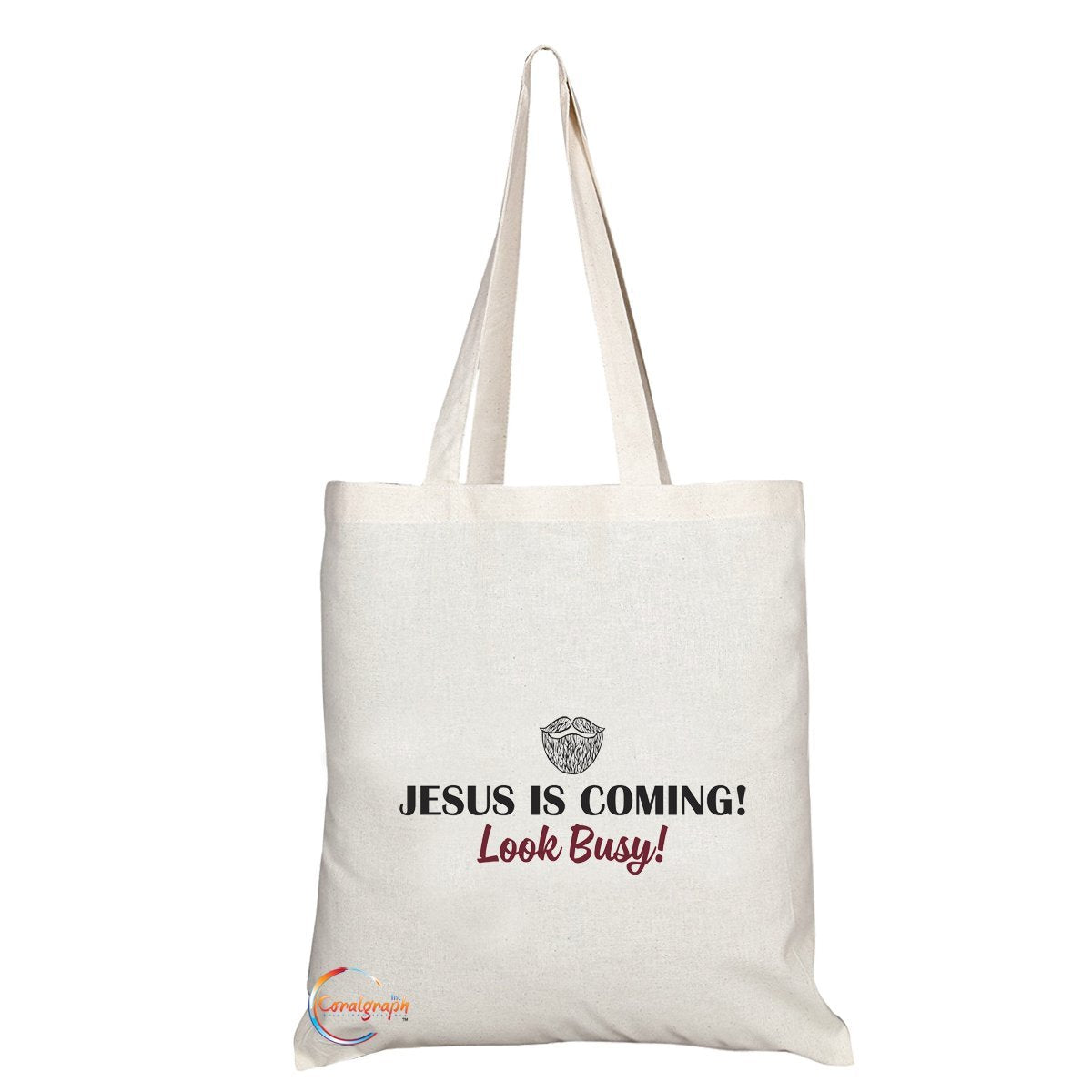 TB155 JESUS IS COMING! Look Busy! Novelty Present Gift Printed Eco-Friendly Stylish Long Handled Tote Shoulder Bag