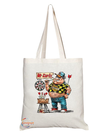 TB1829 Mr Darts Tote Bag - Gift for Darts Players, Pub Game Enthusiasts, Sports Fans - Durable, Stylish, Eco-Friendly, Reusable, Spacious, and Lightweight