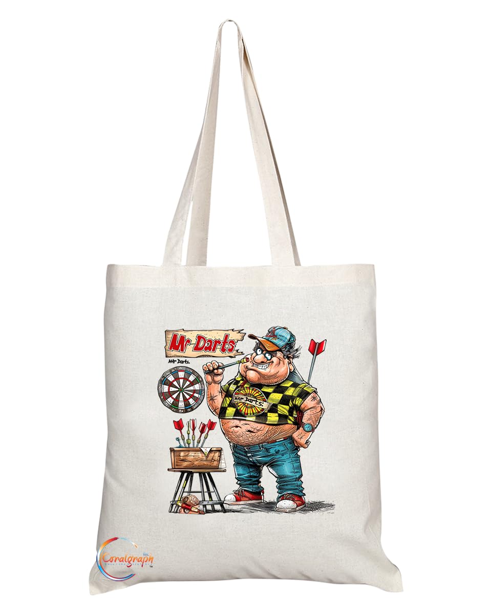 TB1829 Mr Darts Tote Bag - Gift for Darts Players, Pub Game Enthusiasts, Sports Fans - Durable, Stylish, Eco-Friendly, Reusable, Spacious, and Lightweight