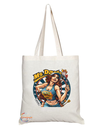 TB1830 Ms Darts Tote Bag - Gift for Female Darts Players, Pub Game Enthusiasts, Sports Fans - Durable, Stylish, Eco-Friendly, Reusable, Spacious, and Lightweight