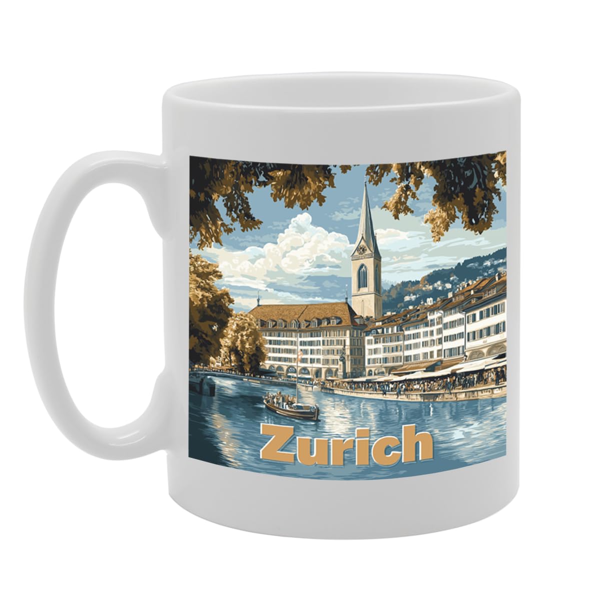 11Oz Dishwasher-Safe Ceramic  Featuring Popular Cities & Capitals From Europe And Around The World (Zurich) - Funny Printed Coffee Mug - Great Gift Idea
