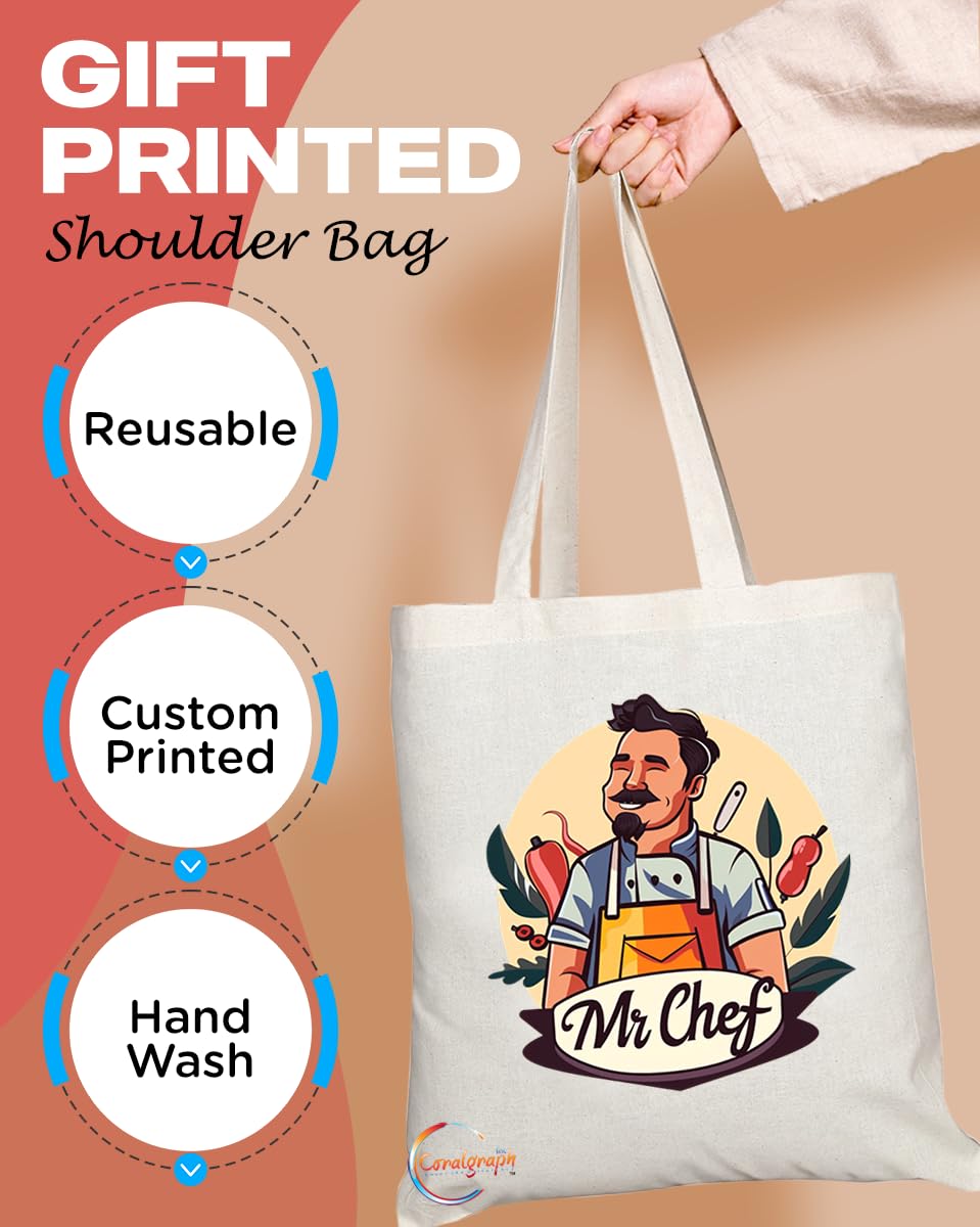 TB1712 Mr Chef Tote Bag - Ideal for Chefs, Cooking Enthusiasts, Food Lovers - Sustainable, Stylish, Long Handled, Durable and Reusable