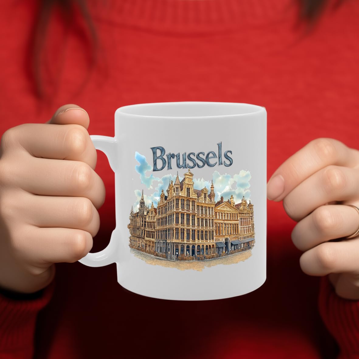 11Oz Dishwasher-Safe Ceramic  Featuring Popular Cities & Capitals From Europe And Around The World (Brussels) - Funny Printed Coffee Mug - Great Gift Idea