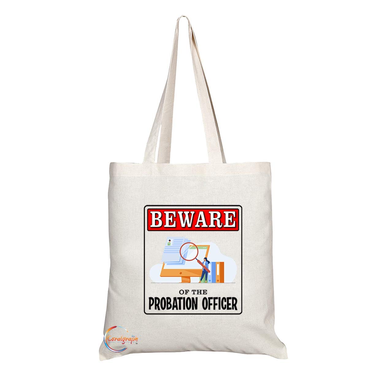 TB979 Beware of the Probation Officer Novelty Present Gift Printed Eco-Friendly Stylish Long Handled Tote Shoulder Bag