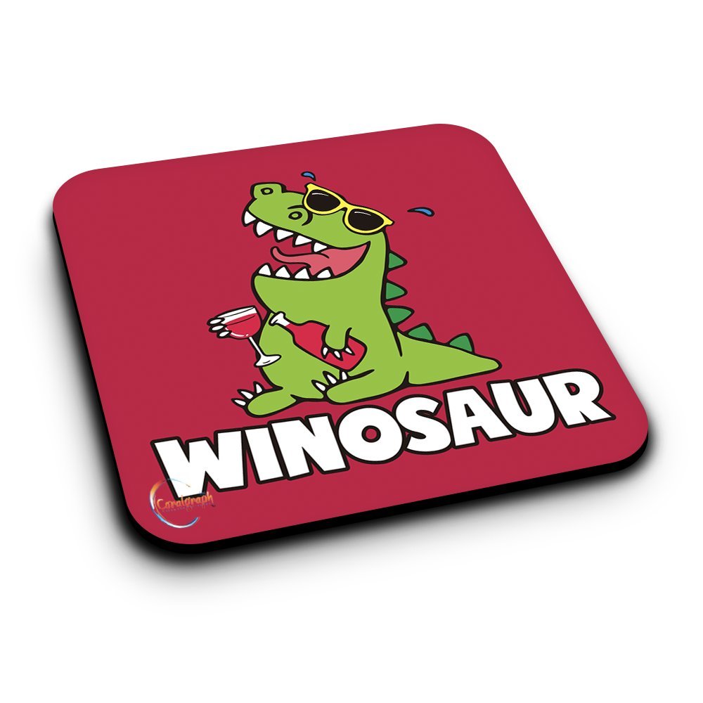 ER391 Funny Winosaur Novelty Present Gift Printed MDF Wooden Coaster