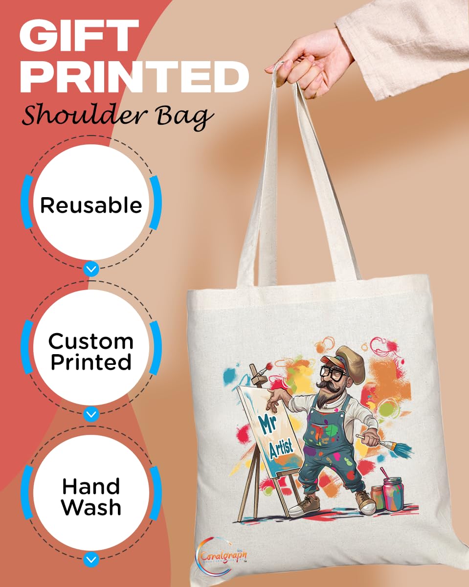 TB1837 Mr Artist Tote Bag - Gift for Artists, Painters, Creative Minds - Durable, Stylish, Eco-Friendly, Reusable, Spacious, and Lightweight