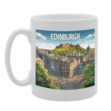 Printed Coffee Ceramic  Featuring Cities And Landmarks In United Kingdom (Edinburgh) - Funny Printed Coffee Mug - Great Gift Idea