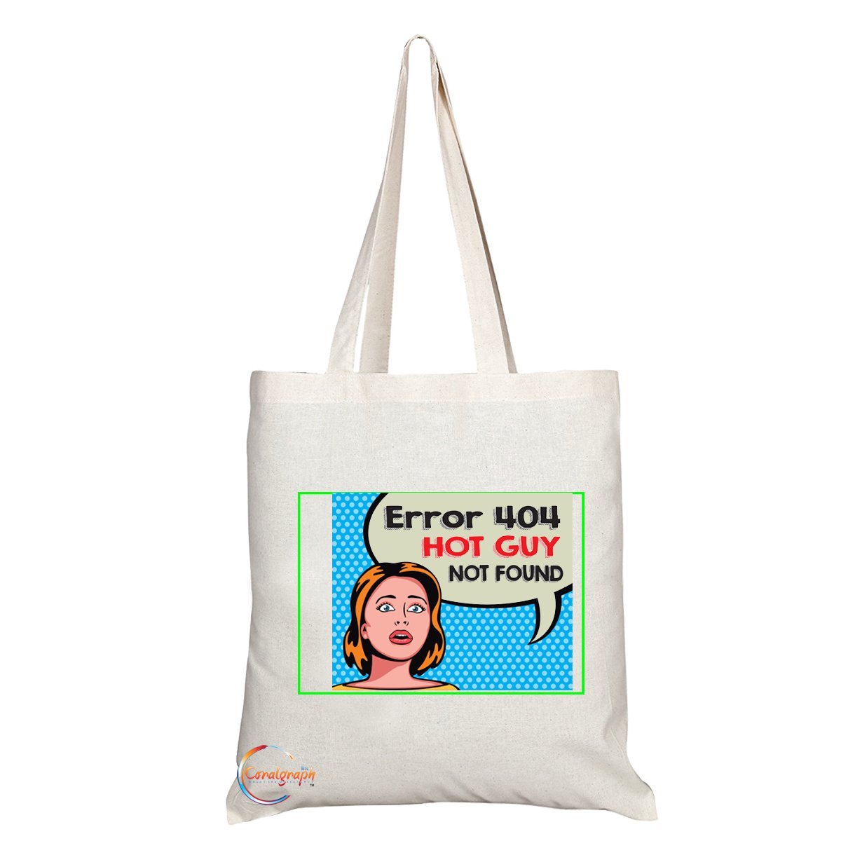TB029 Error 404 Hot Guy Not Found Novelty Present Gift Printed Eco-Friendly Stylish Long Handled Tote Shoulder Bag