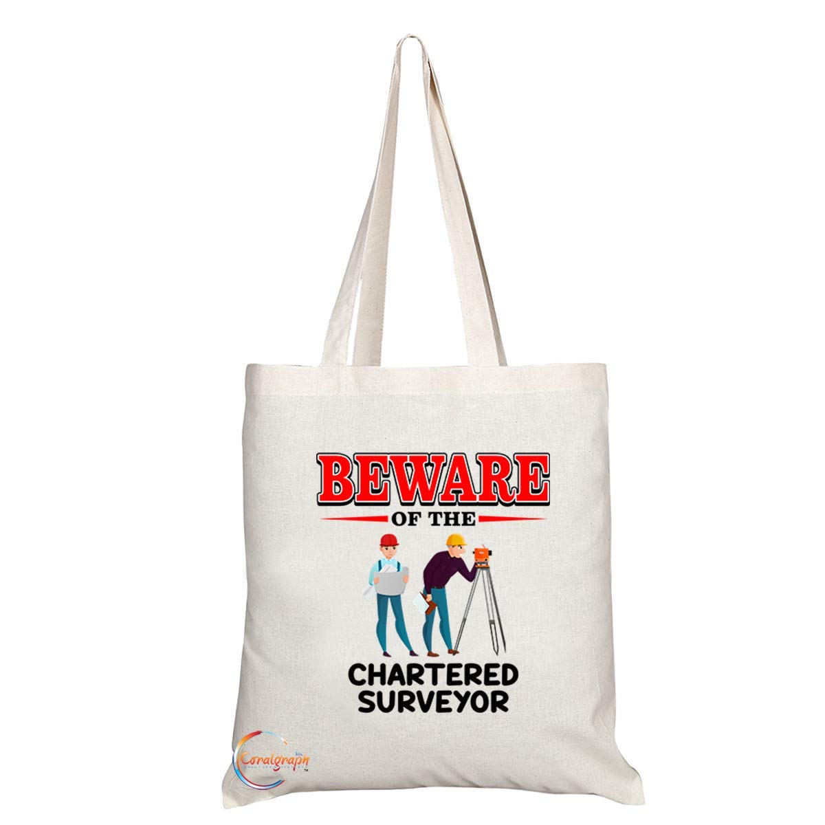 TB838 Beware of the Chartered Surveyor Novelty Present Gift Printed Eco-Friendly Stylish Long Handled Tote Shoulder Bag