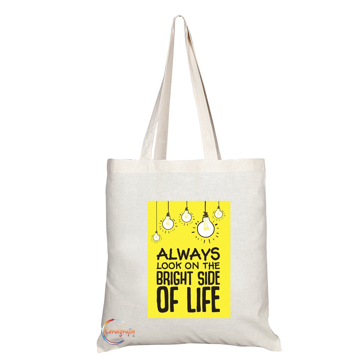 TB154 ALWAYS LOOK ON THE BRIGHT SIDE OF LIFE Novelty Present Gift Printed Eco-Friendly Stylish Long Handled Tote Shoulder Bag