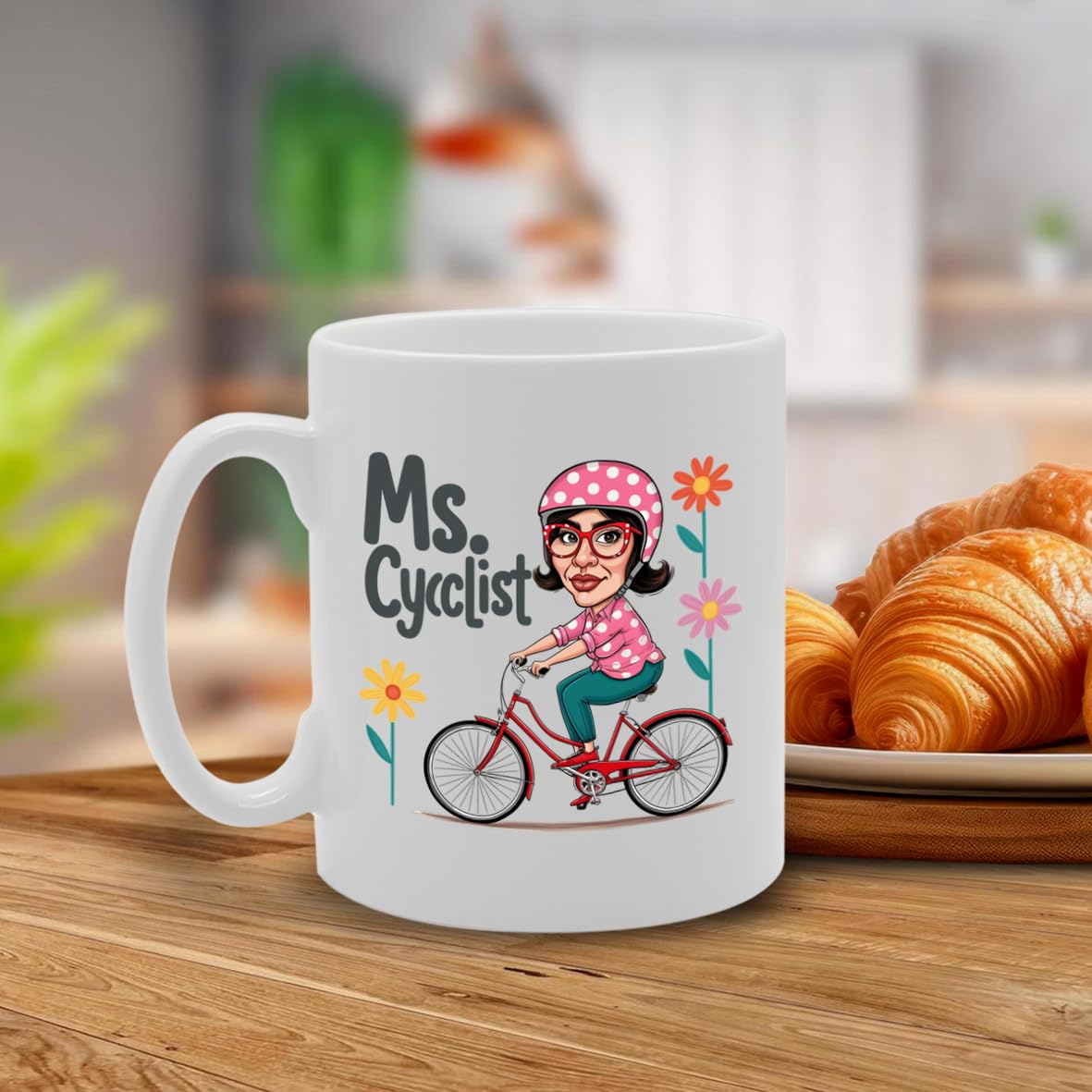 Ms Cyclist Souvenir  – Depicting An Adventurous Cyclist Exploring Scenic Routes – Memory Keepsake For Cycling Enthusiasts – Ms Cyclist Memorabilia Mg6261 - Funny Printed Coffee Mug - Great Gift Idea
