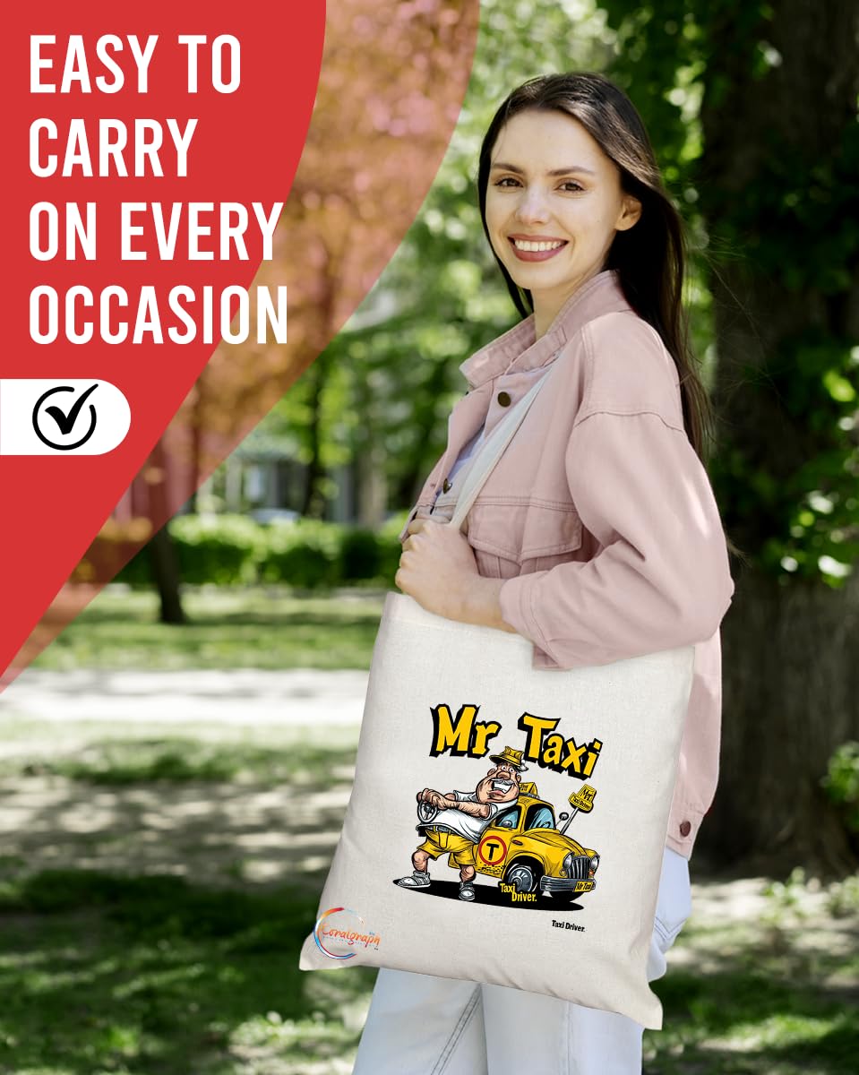 TB1998 Mr Taxi Tote Bag - Ideal for Taxi Drivers, Cab Drivers, and Transportation Workers - Tote Bag with Fun Design