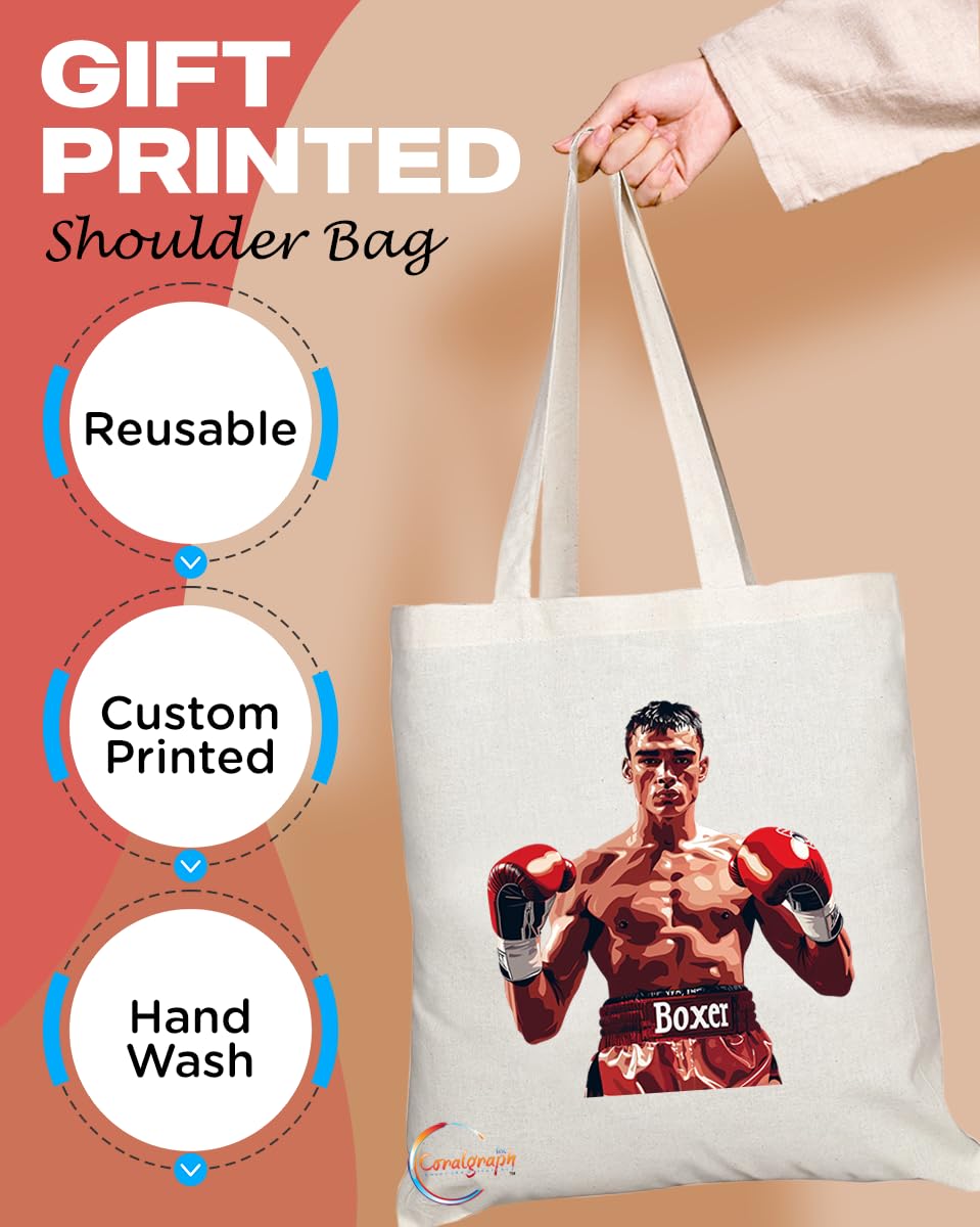 TB1741 Mr Boxing Tote Bag - Great for Boxers, Boxing Fans, Sports Enthusiasts - Sustainable, Stylish, Long Handled, Durable and Reusable