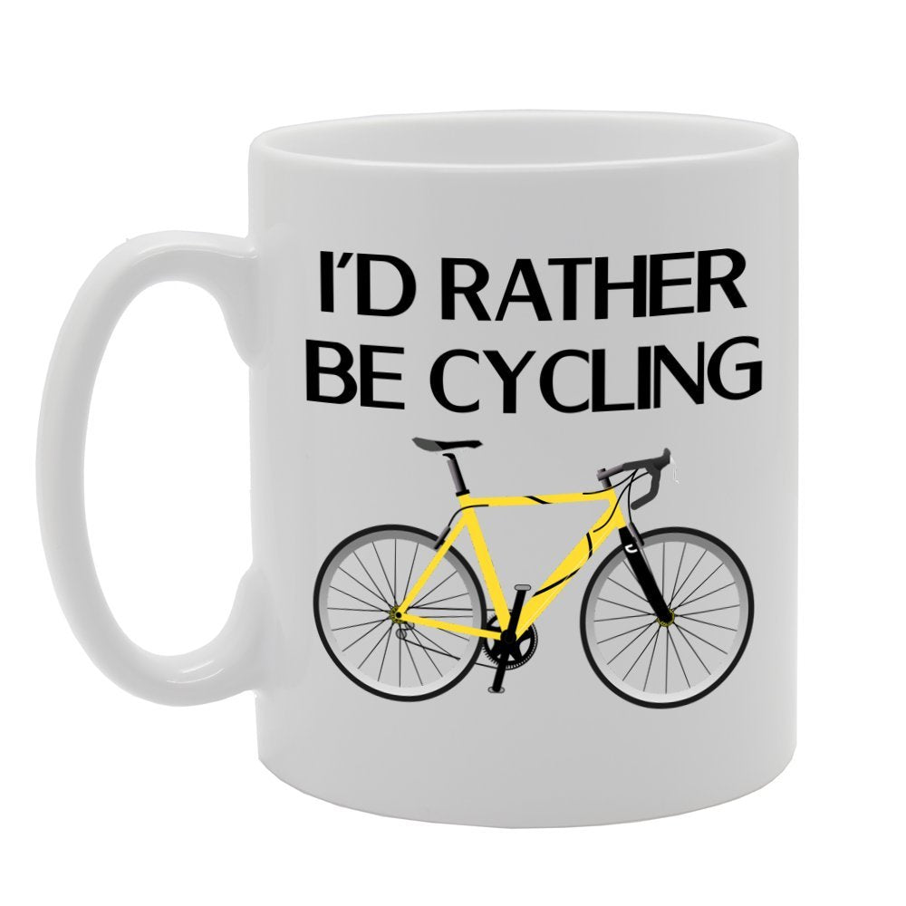 I'D Rather Be Cycling   Printed Tea Coffee Ceramic  Mg1191 - Funny Printed Coffee Mug - Great Gift Idea