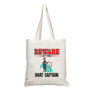 TB826 Beware of the Boat Captain Novelty Present Gift Printed Eco-Friendly Stylish Long Handled Tote Shoulder Bag
