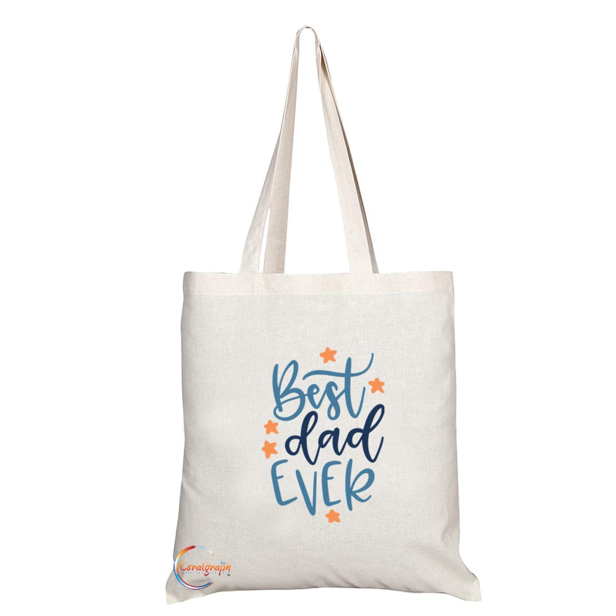 TB795 Best Dad Ever Stars Novelty Present Gift Printed Eco-Friendly Stylish Long Handled Tote Shoulder Bag