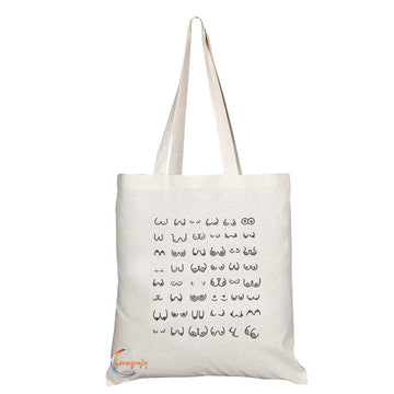 TB697 Funny Boobies illustration Novelty Present Gift Printed Eco-Friendly Stylish Long Handled Tote Shoulder Bag