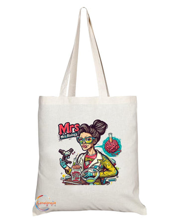 TB1898 Mrs Biology Tote Bag - Great Gift for Female Biology Teachers, Scientists, Research Enthusiasts - Durable, Stylish, Eco-Friendly, Reusable, Spacious, and Lightweight