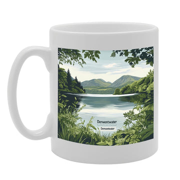 Printed Coffee Ceramic  Featuring Cities And Landmarks In United Kingdom (Derwentwater) - Funny Printed Coffee Mug - Great Gift Idea