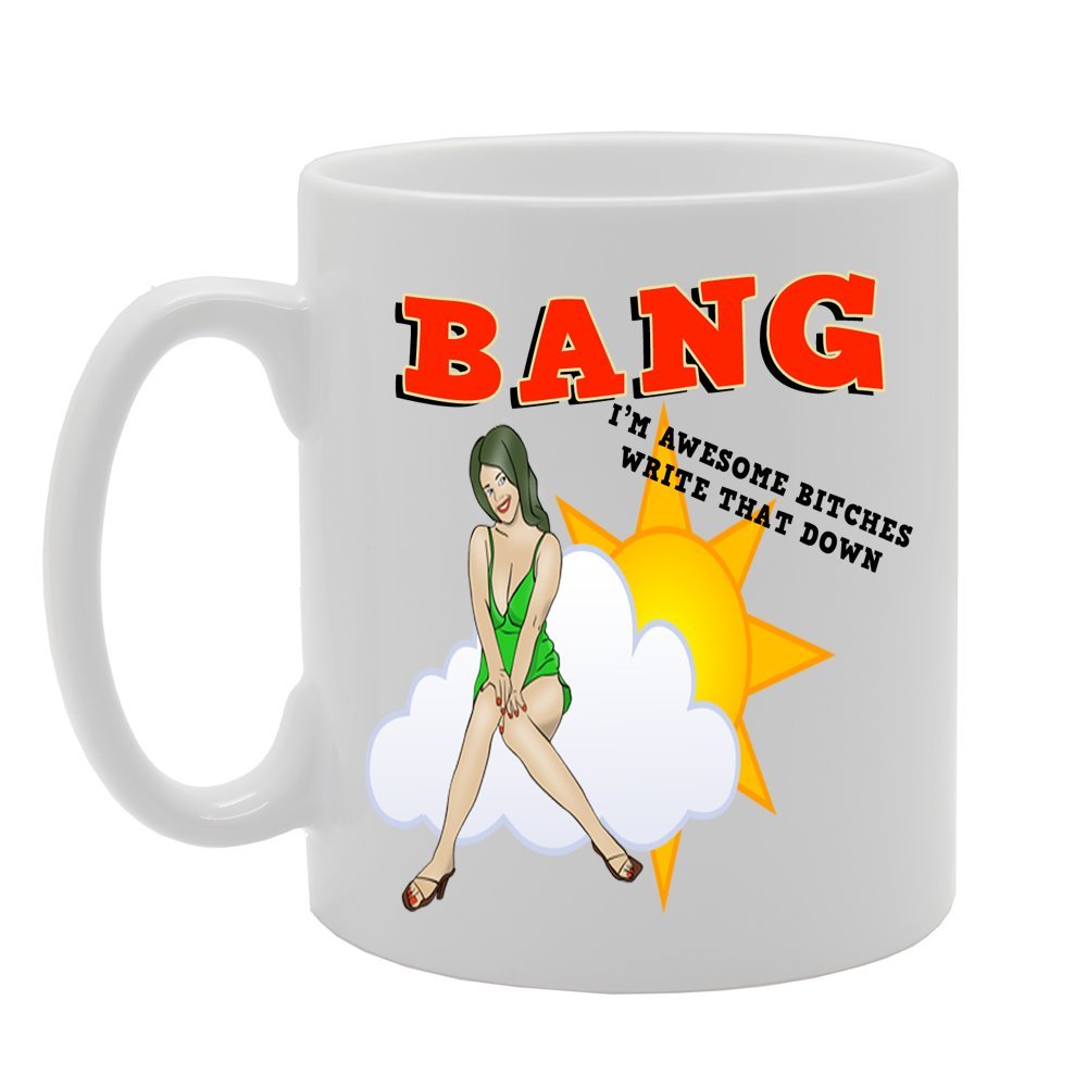 I Am Awesome Bitches/Bang/Write That Down   Printed Ceramic Tea Coffee  Mg009 - Funny Printed Coffee Mug - Great Gift Idea
