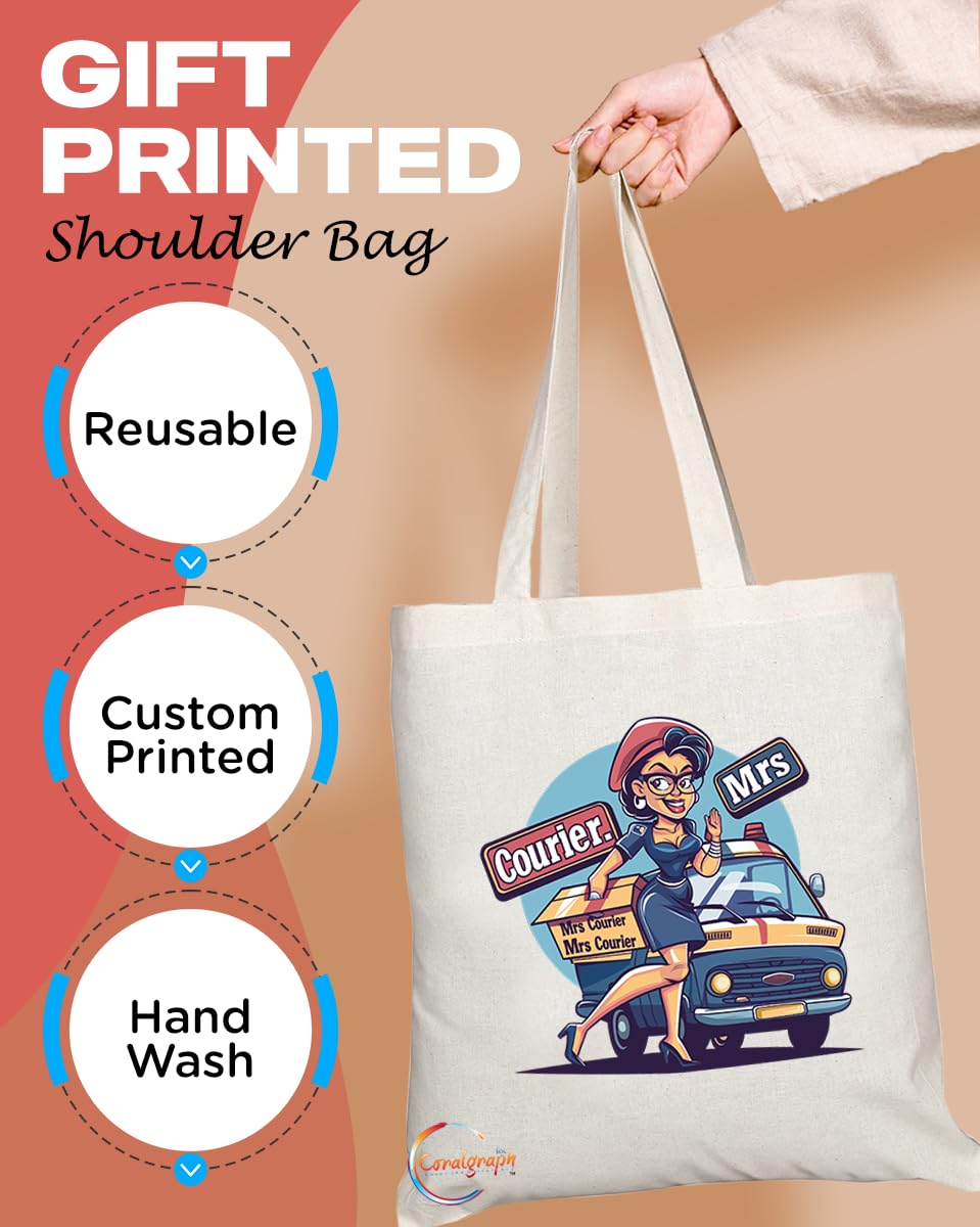 TB1807 Mrs Courier Tote Bag - Gift for Female Couriers, Delivery Professionals, Logistics Workers - Durable, Stylish, Eco-Friendly, Reusable, Spacious, and Lightweight