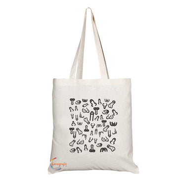 TB665 Funny Pen*s D*ck illustration Novelty Present Gift Printed Eco-Friendly Stylish Long Handled Tote Shoulder Bag