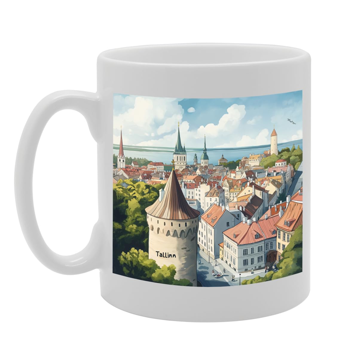 11Oz Dishwasher-Safe Ceramic  Featuring Popular Cities & Capitals From Europe And Around The World (Tallin) - Funny Printed Coffee Mug - Great Gift Idea