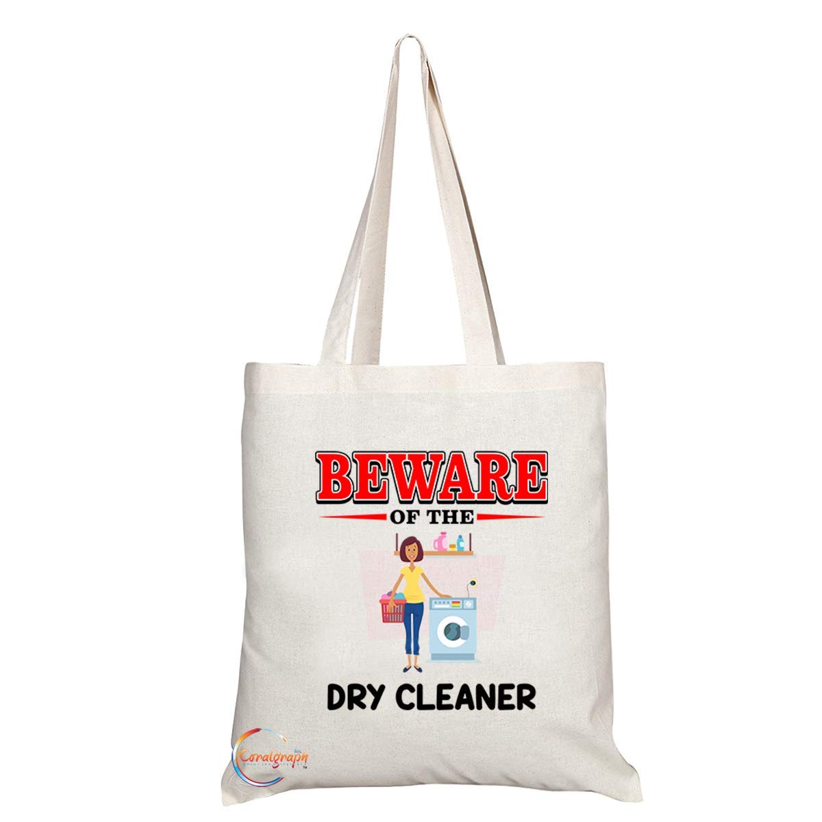 TB892 Beware of the Dry Cleaner Novelty Present Gift Printed Eco-Friendly Stylish Long Handled Tote Shoulder Bag