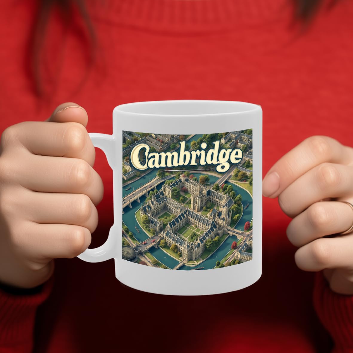 Printed Coffee Ceramic  Featuring Cities And Landmarks In United Kingdom (Cambridge) - Funny Printed Coffee Mug - Great Gift Idea