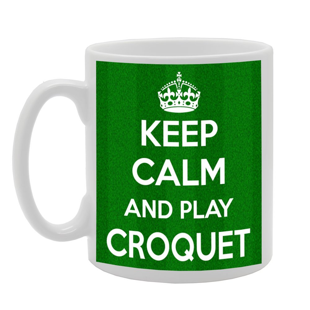 Keep Calm And Play Croquet   Printed Tea Coffee Ceramic  Mg554 - Funny Printed Coffee Mug - Great Gift Idea
