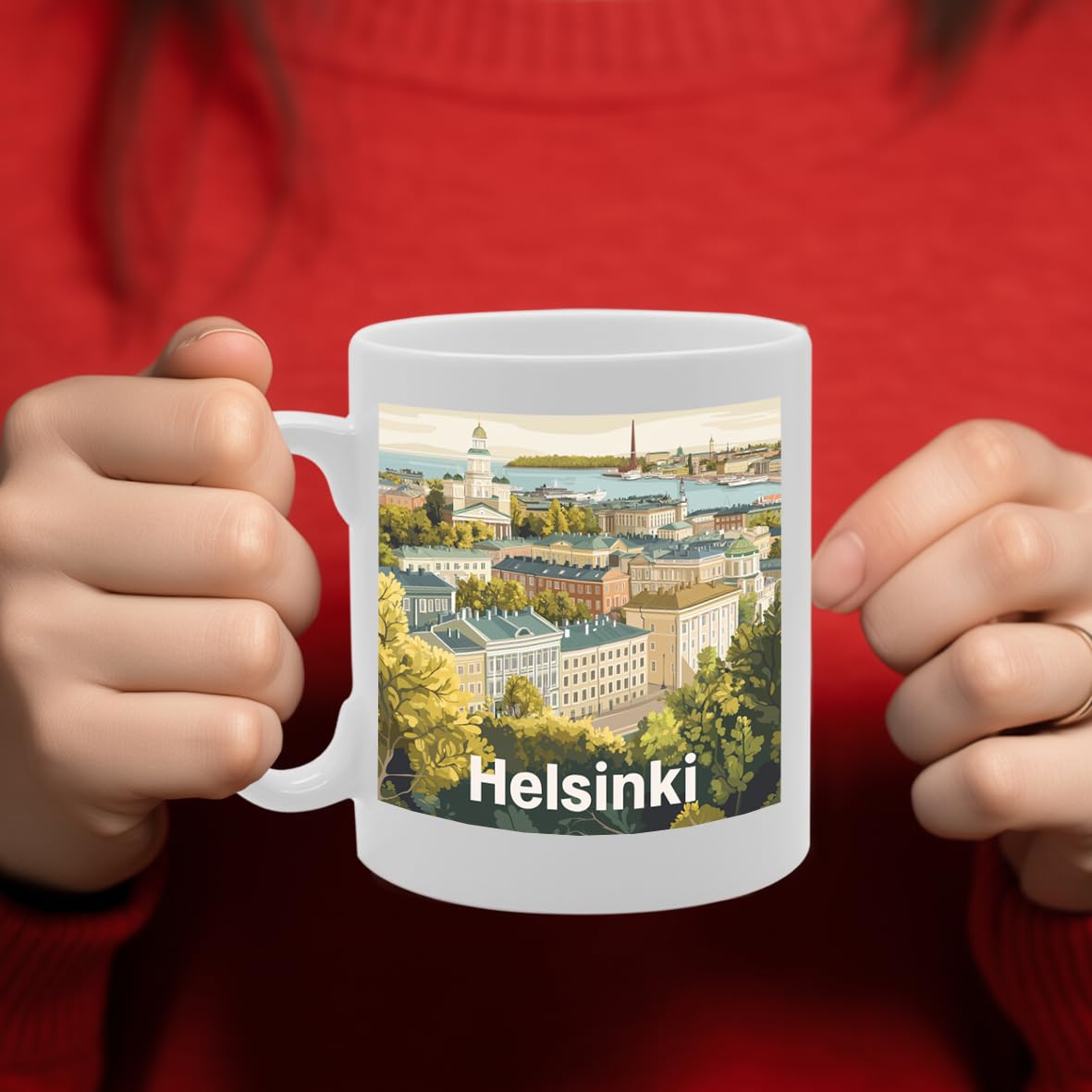 11Oz Dishwasher-Safe Ceramic  Featuring Popular Cities & Capitals From Europe And Around The World (Helsinki) - Funny Printed Coffee Mug - Great Gift Idea