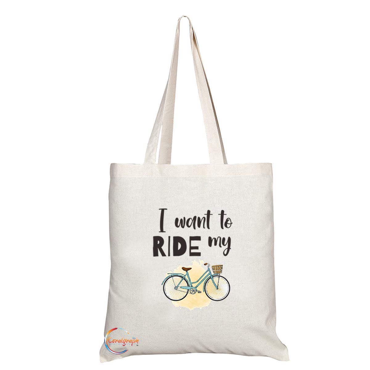 TB775 I Want To Ride My Bicycle Novelty Present Gift Printed Eco-Friendly Stylish Long Handled Tote Shoulder Bag