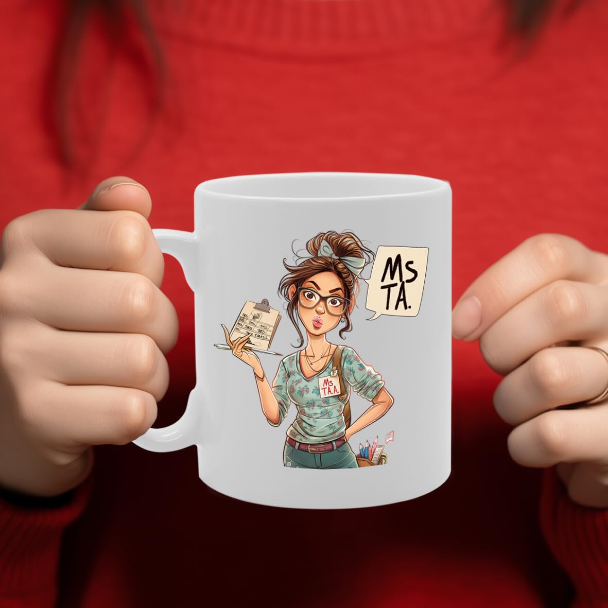 Ms Ta  - Designed For Female Teaching Assistants, Educators, School Support Staff, Durable Ceramic, Dishwasher Safe Mg6017 - Funny Printed Coffee Mug - Great Gift Idea
