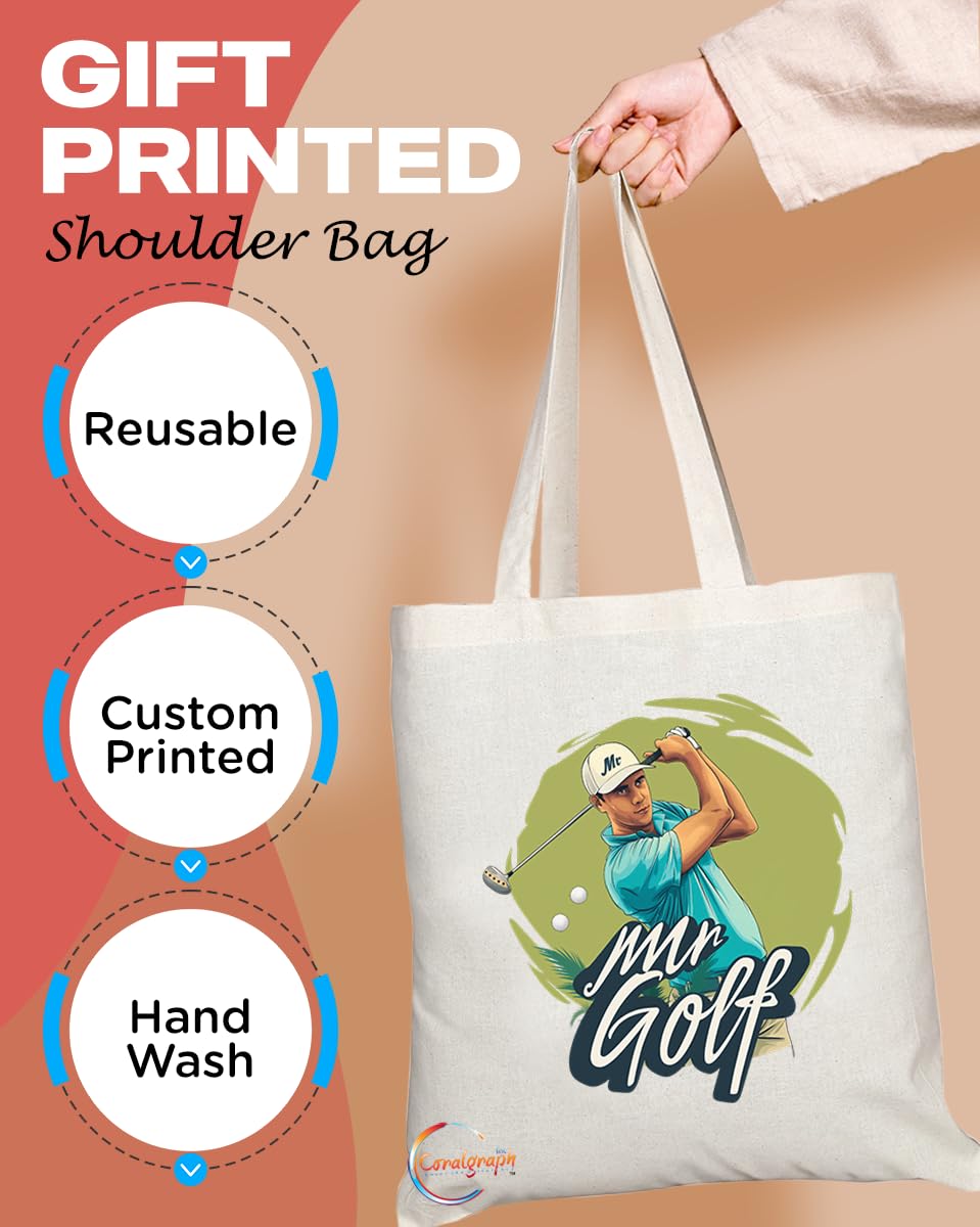 TB1787 Mr Golf Tote Bag - Great for Golfers, Sports Enthusiasts, Golf Fans - Sustainable, Stylish, Long Handled, Durable and Reusable