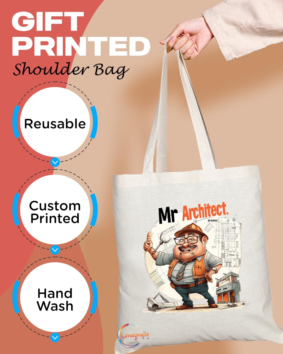TB1847 Mr Architect Tote Bag - Great Gift for Architects, Design Enthusiasts, Urban Planners - Durable, Stylish, Eco-Friendly, Reusable, Spacious, and Lightweight