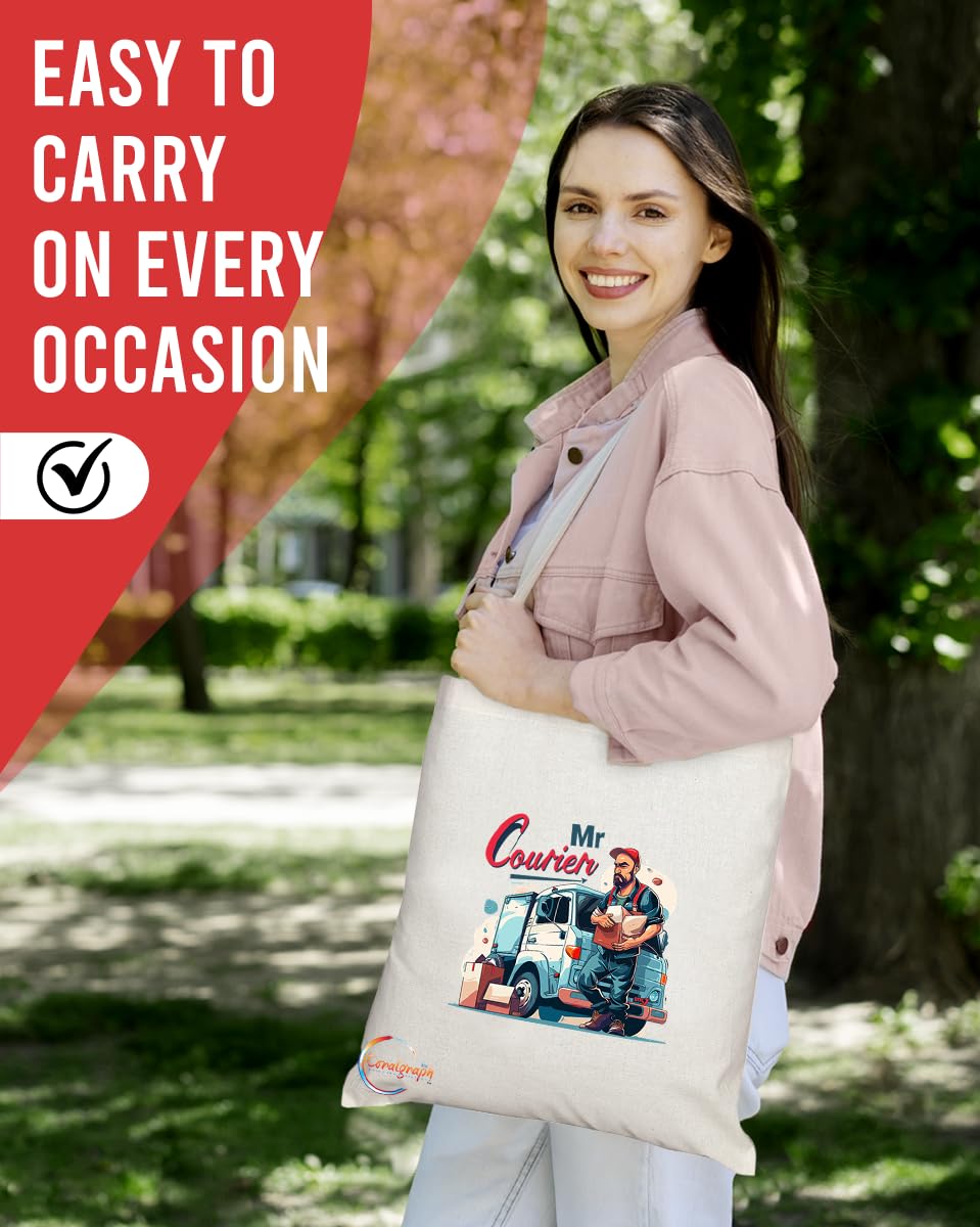 TB1759 Mr Courier Tote Bag - Great for Couriers, Delivery Drivers, Logistics Workers - Sustainable, Stylish, Long Handled, Durable and Reusable